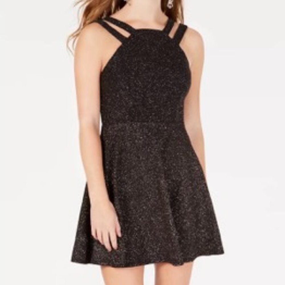 B Darlin all over glitter double strap fit and flare dress size 8 NWOT